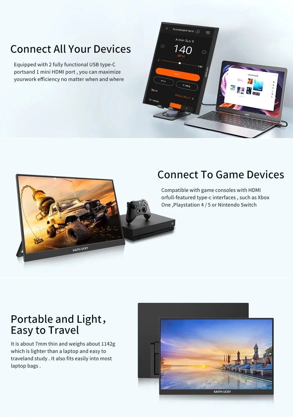 16-Inch Portable Monitor – 1200P IPS, Touch Options
