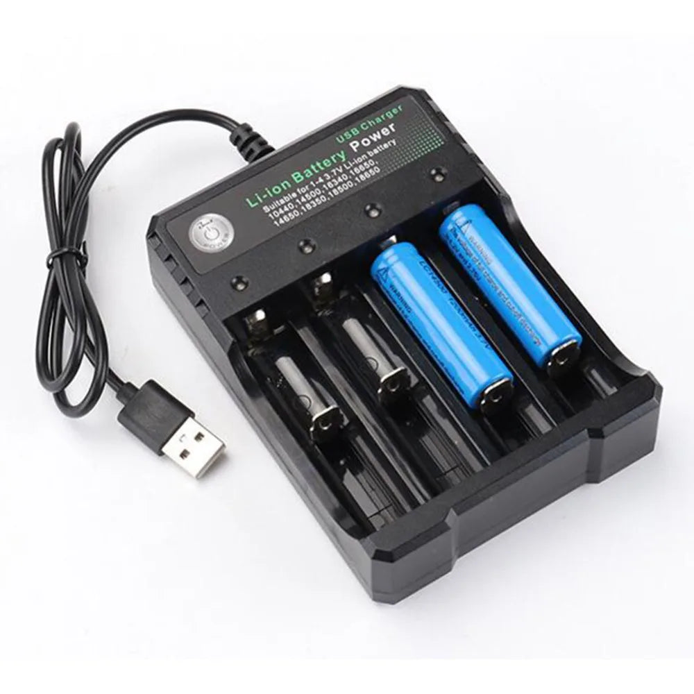 USB Li-ion Battery Charger – 2, 3 or 4 Slot Independent Charging for 18650, 18350 & 18500 Batteries