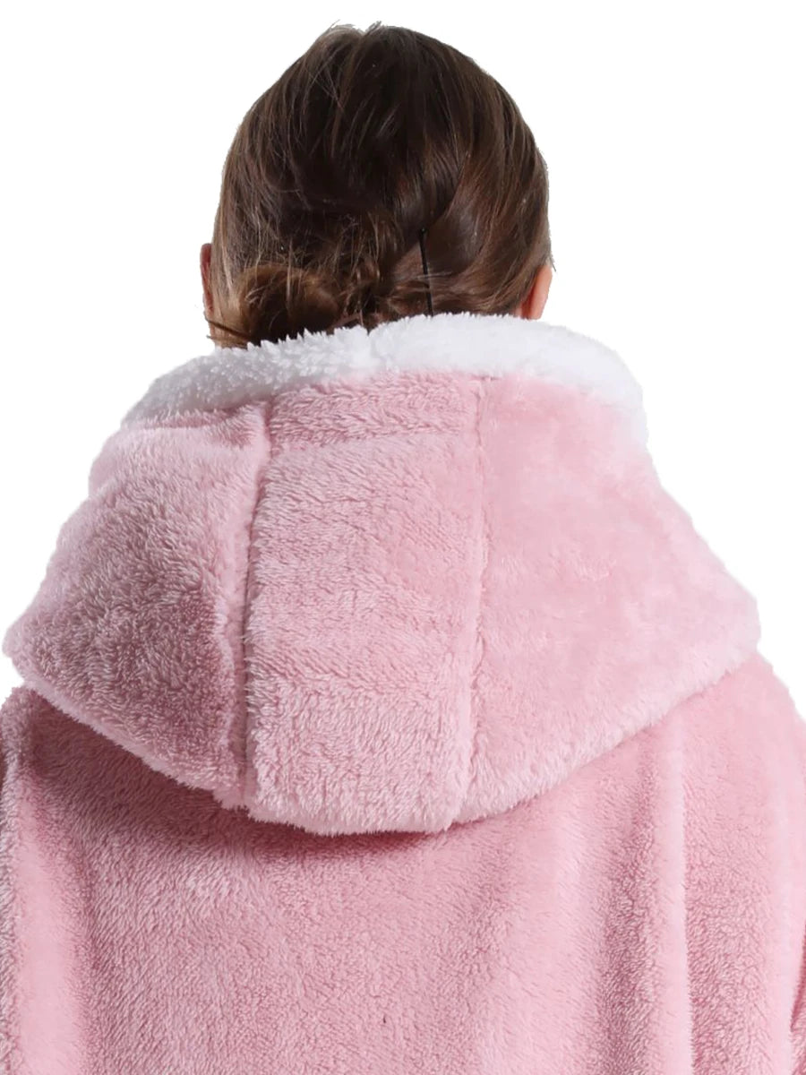 Oversized Wearable Blanket Hoodie – Plush Fleece with Sleeves, Hood & Pocket, 40 Designs