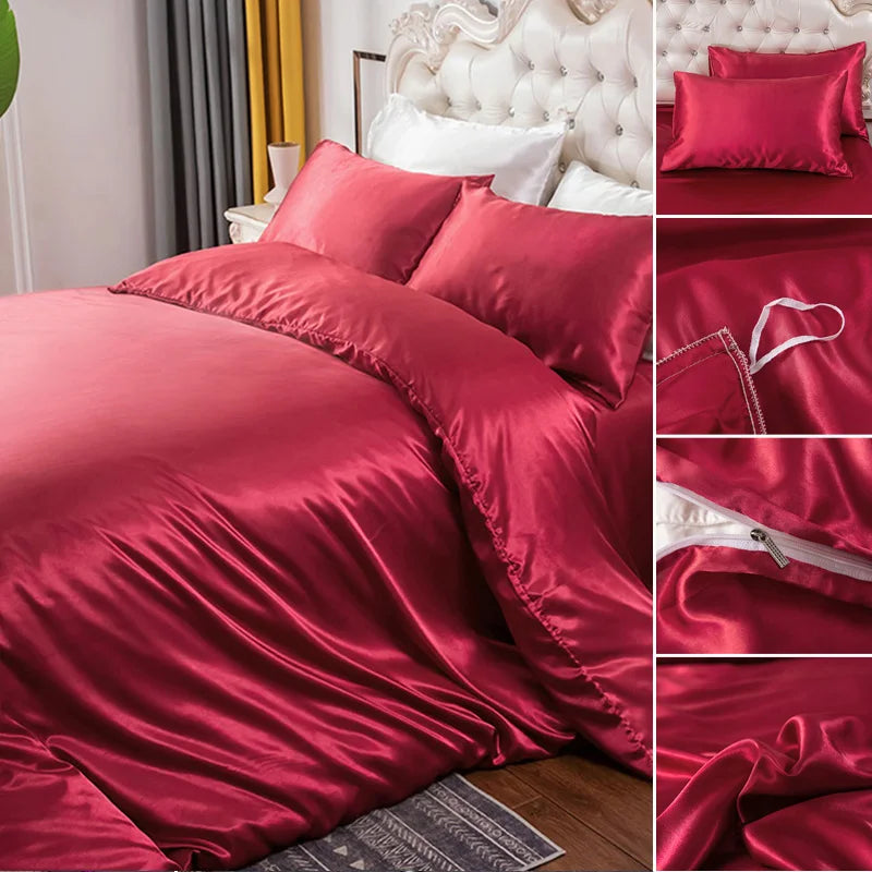 Silky Textured Duvet Cover Set – Microfiber Comforter Cover with Pillow Shams, Multiple Sizes