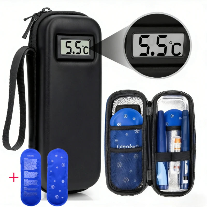 Insulin Cooler Travel Case with Thermometer Display – Waterproof Diabetic Medicine Organizer Bag