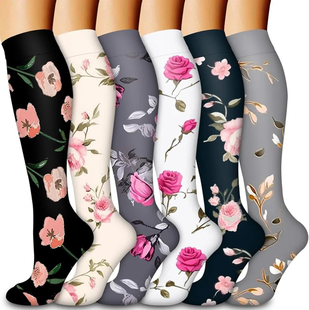 Knee High Compression Stockings 20-30mmHg – 6 Pairs Sports, Medical, Varicose Veins, Pregnancy, Edema & Diabetes