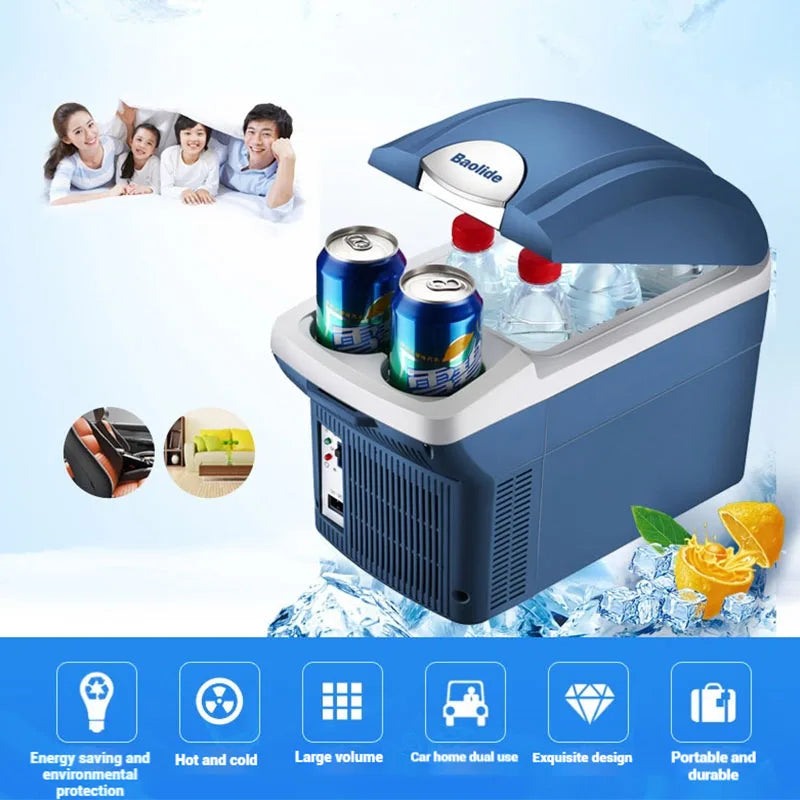 6L & 8L Small Car Refrigerator — 12V/24V Portable Fridge for Home & Camping, Cool & Frozen Drinks for Car & Truck