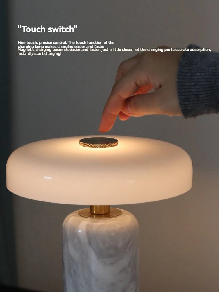 Marble Table Lamp – USB Charging & Touch Dimming