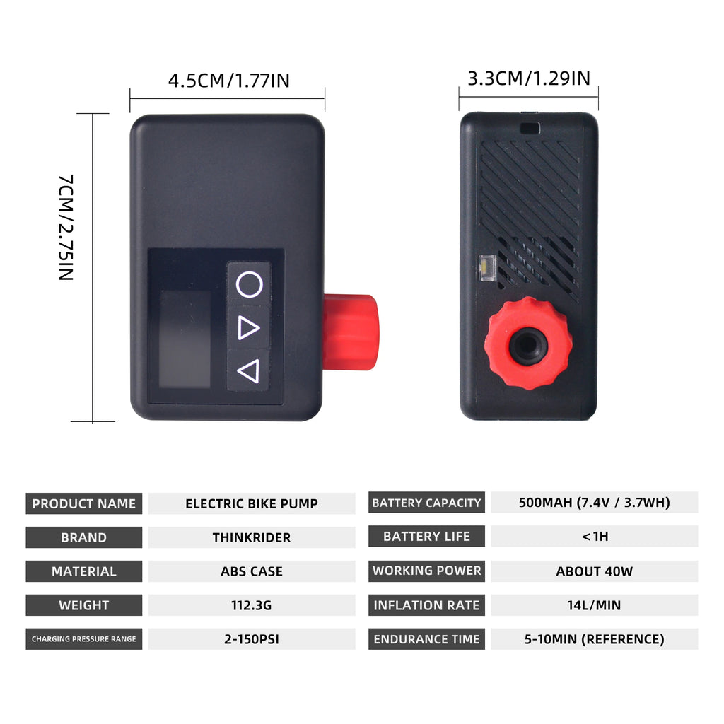 ThinkRider Pocket Bike Tire Pump with Digital Display