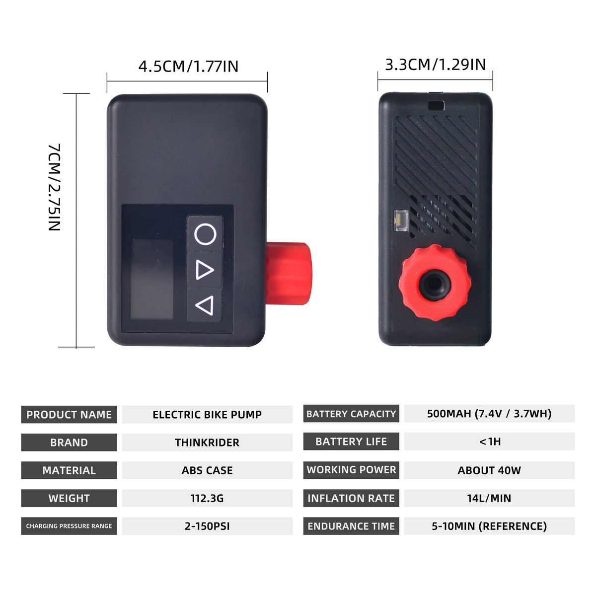 ThinkRider Pocket Bike Tire Pump with Digital Display