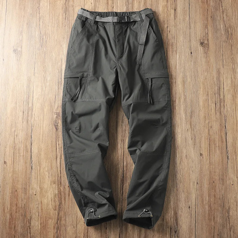 Men's Fleece-Lined Waterproof Hiking Pants — Loose Windproof Outdoor Workwear