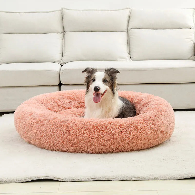 Soft Long Plush Dog Bed – Warm Basket Cushion for Small & Medium Dogs and Cats