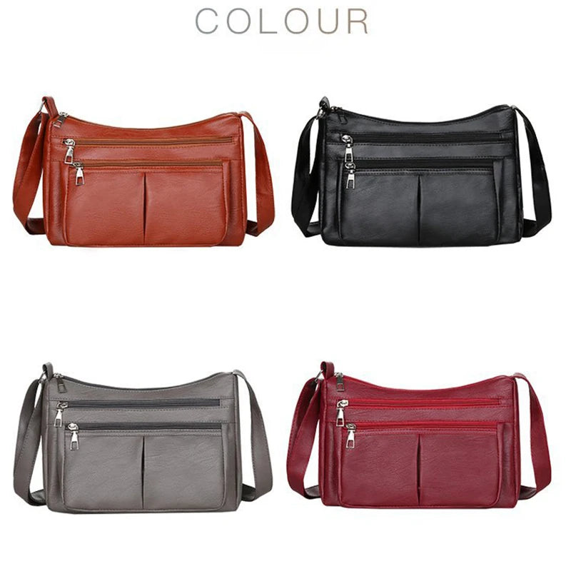 Korean Soft Leather Crossbody Shoulder Bag – Luxury Designer Tote for Women