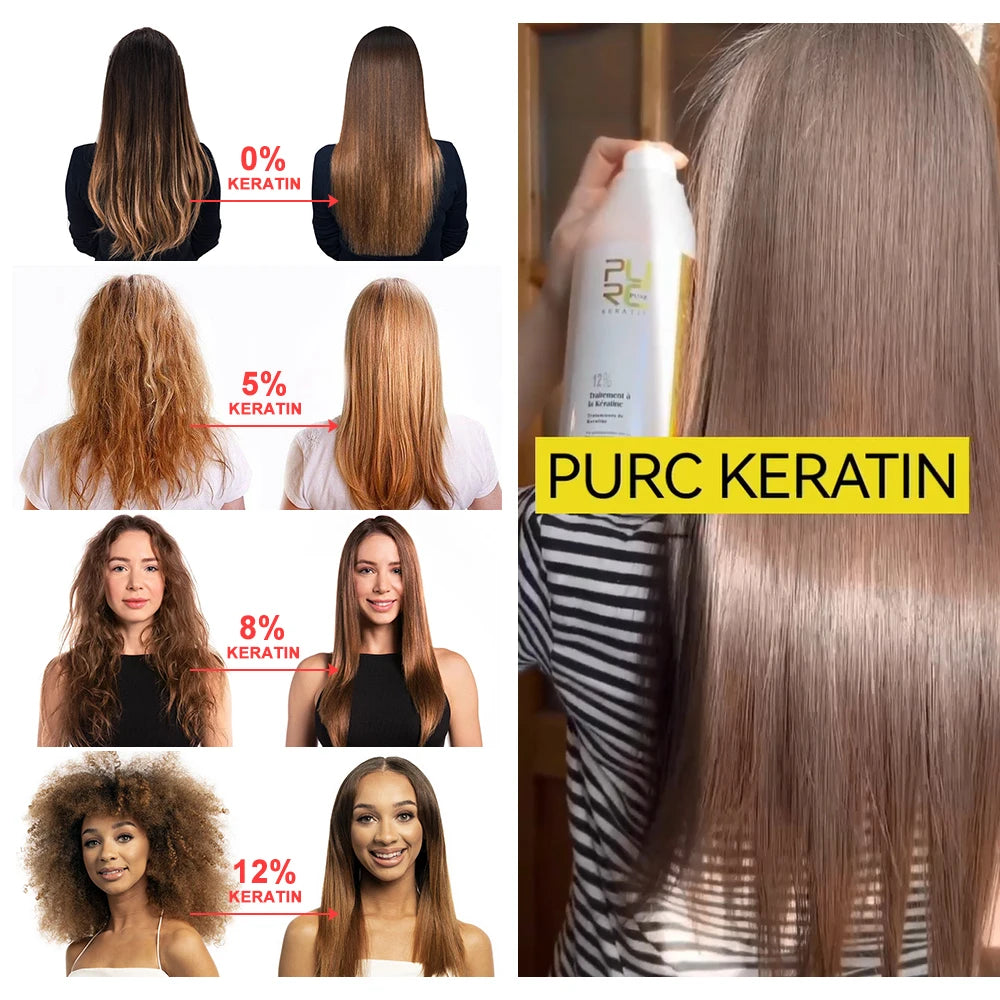 PURC 8% Keratin Smoothing Treatment Frizzy Removal Brazilian Keratin Curly Hair Care Products Salon Professional 1000ml