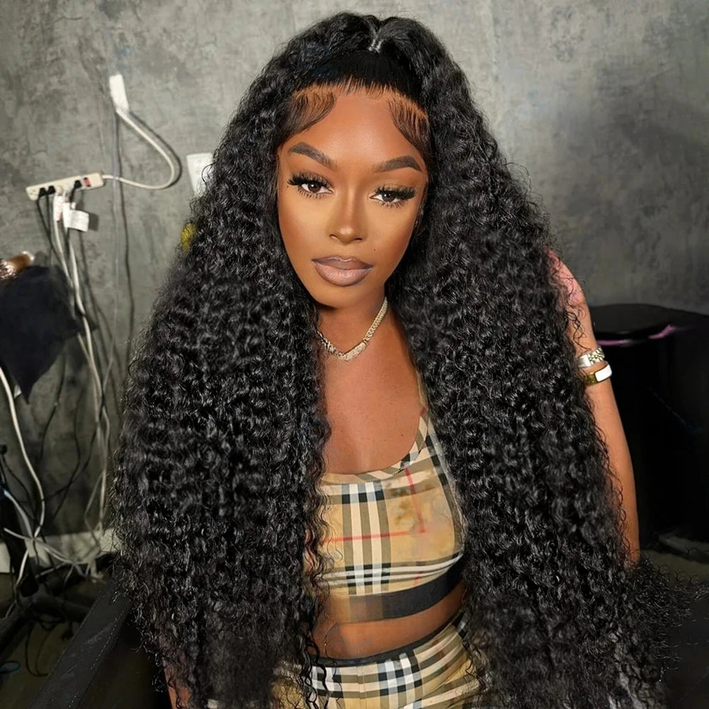 40–50 Inch Water Wave Curly Lace Front Wig | 300% Density 13x4 13x6 7x5 HD Glueless Brazilian Human Hair for Women