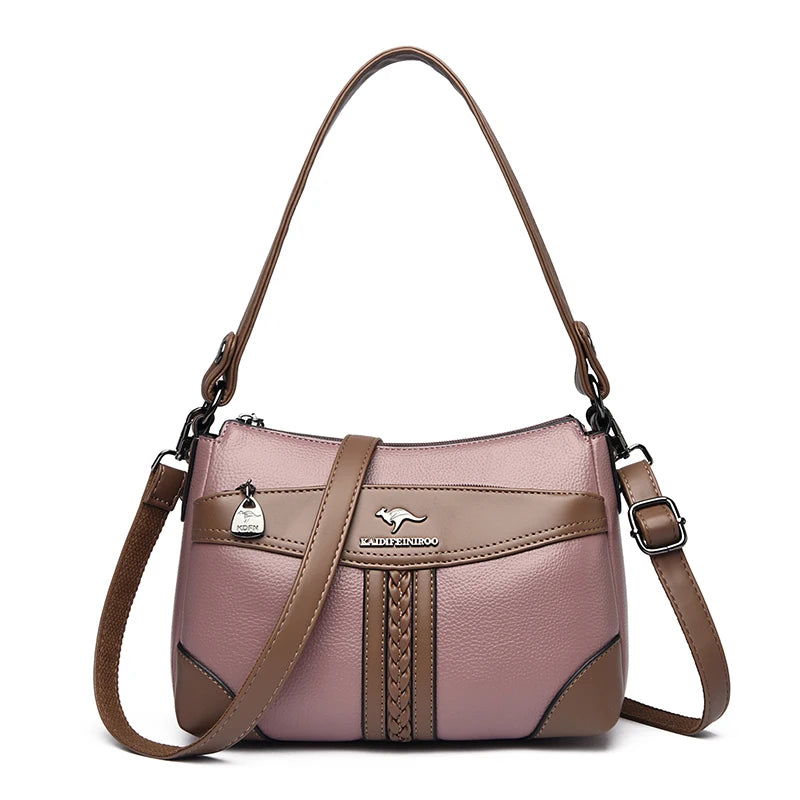 Luxury Genuine Leather Flap Shoulder Bag – Sequin Crossbody Handbag for Women