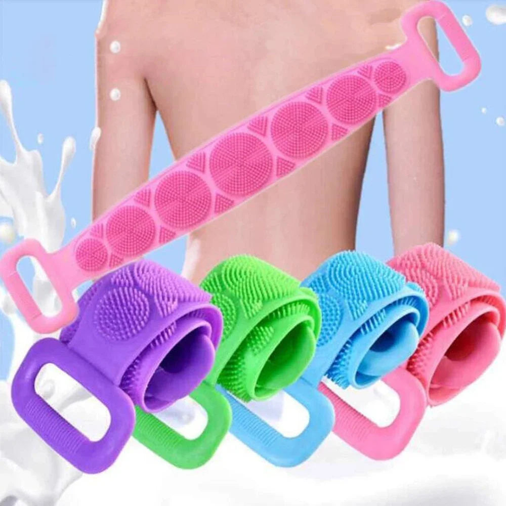 Silicone Body Scrubber Bath Brush – Extra Long Strip & Handle for Easy Back Exfoliating