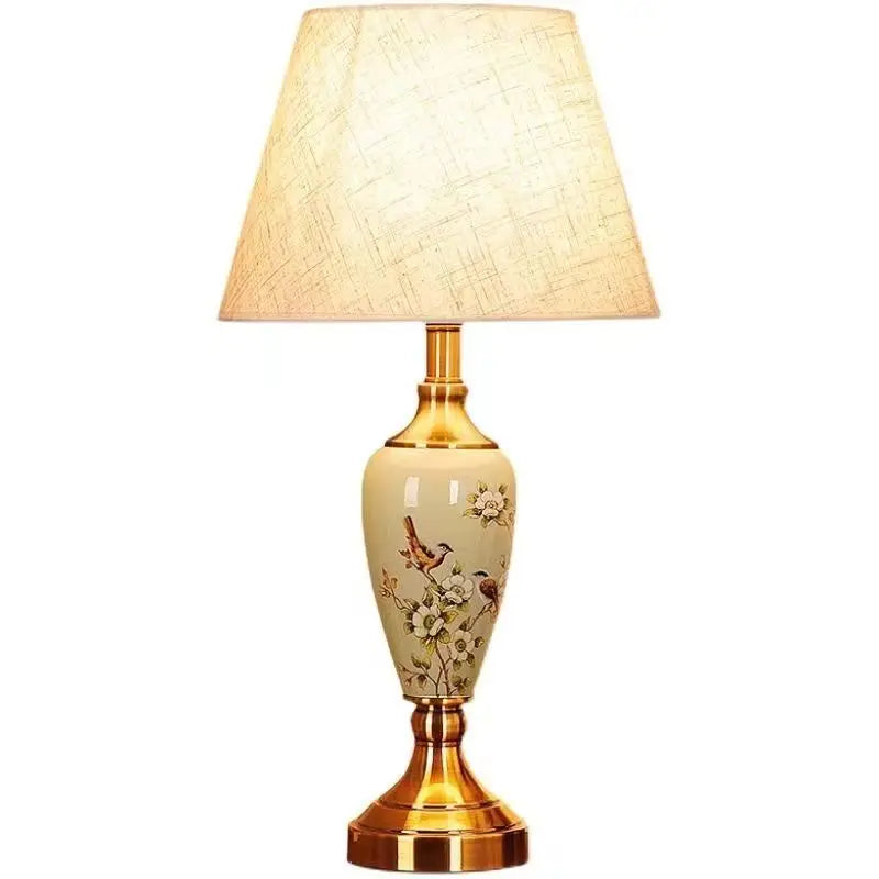 French Style Ceramic Lamp – Fabric Shade