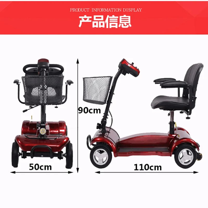 Foldable 4-Wheel Electric Mobility Scooter – Portable Travel Model