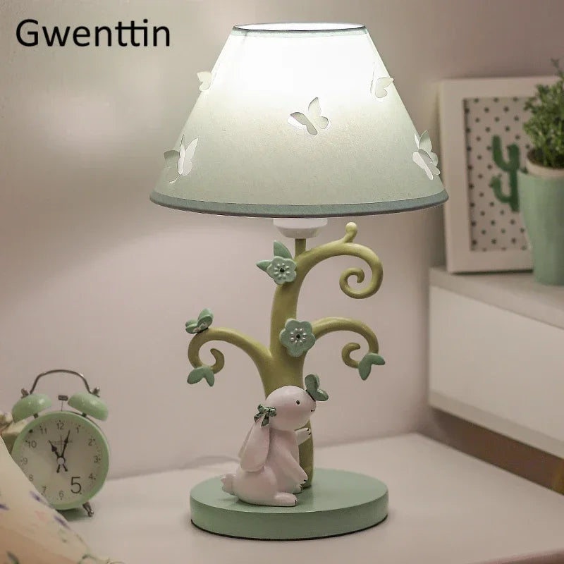 Rabbit Table Lamp – Resin Base and Fabric Shade