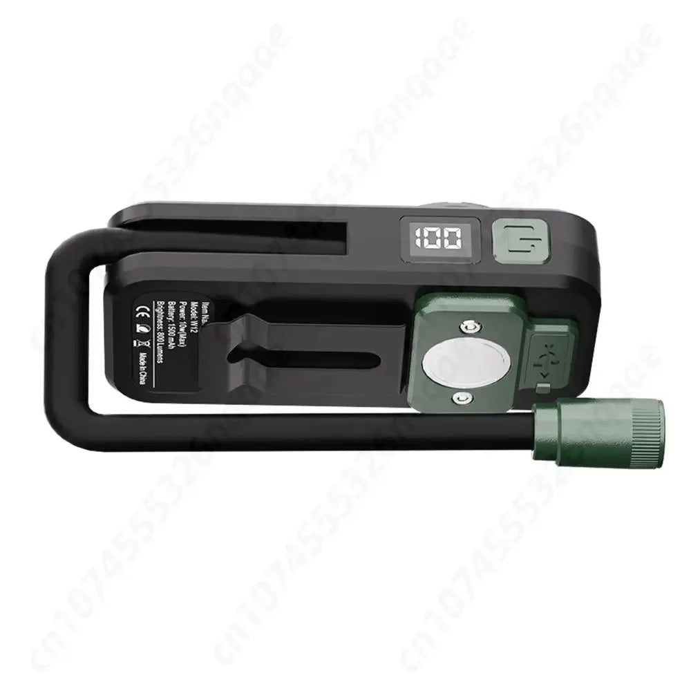 800 Lumen COB EDC Clip Flashlight – Gooseneck, Magnetic Back, LCD Display, Type-C for Work & Camping