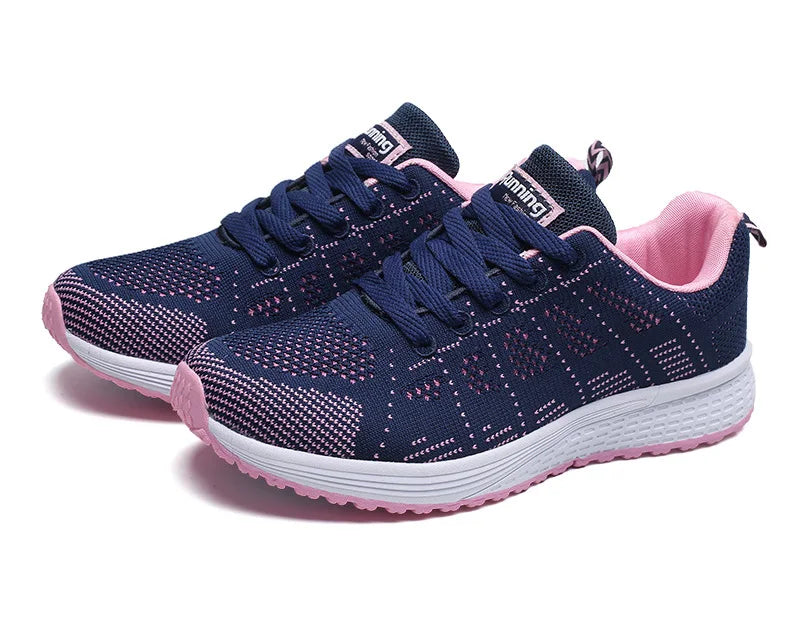 Women’s Casual Mesh Flat Sneakers — Breathable Lightweight Walking Shoes