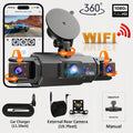 4-Channel WiFi Dashcam – FHD 1080P, Night Vision, Loop Recording, Parking Monitor | Front + Rear + Side