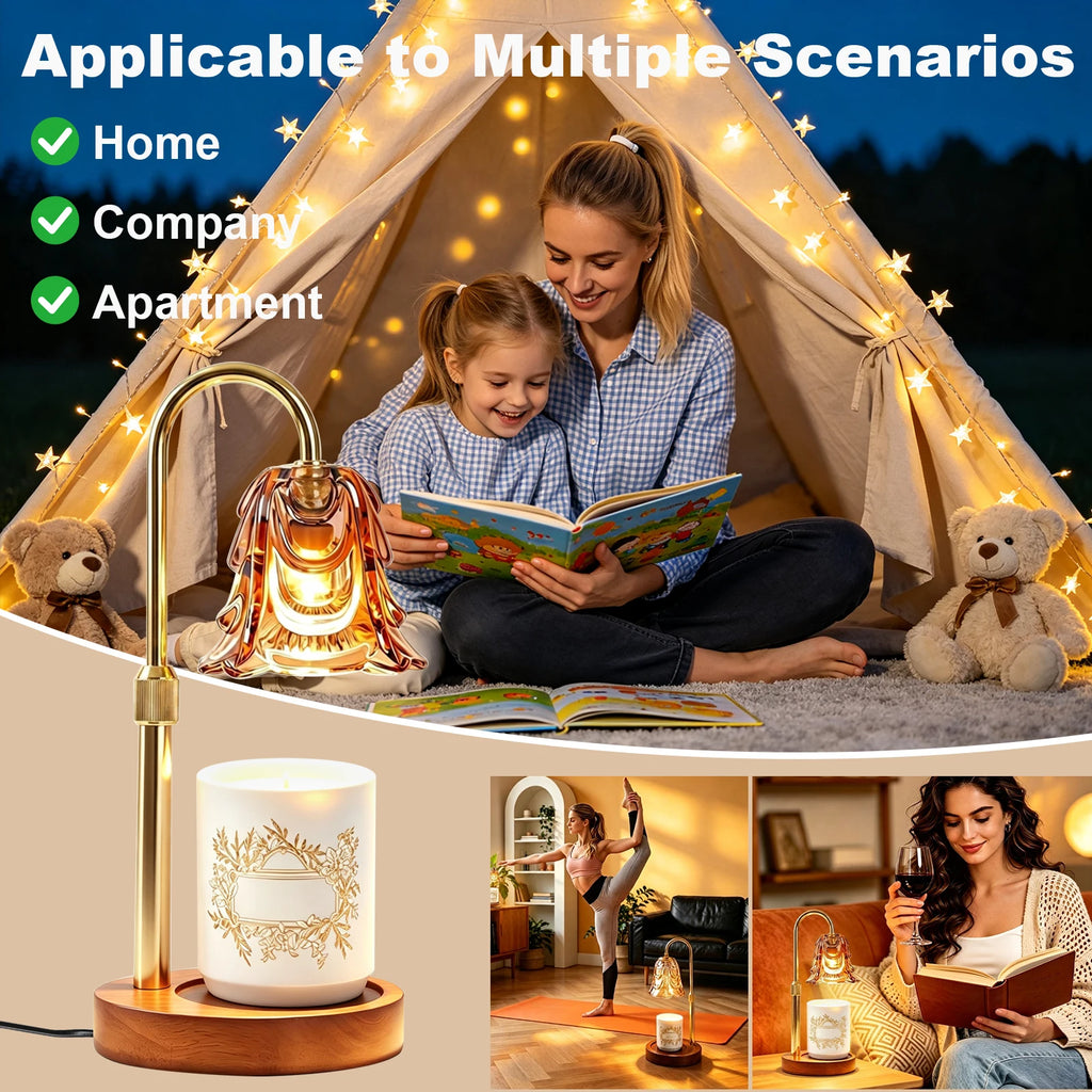 Gold Floral Glass Candle Warmer Lamp with Timer