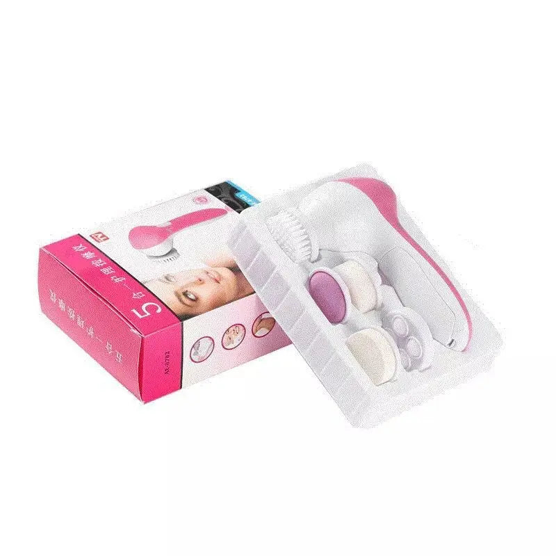 5-in-1 Electric Facial Cleansing Brush — Blackhead Removal, Spa Massage, Skin Care Tool