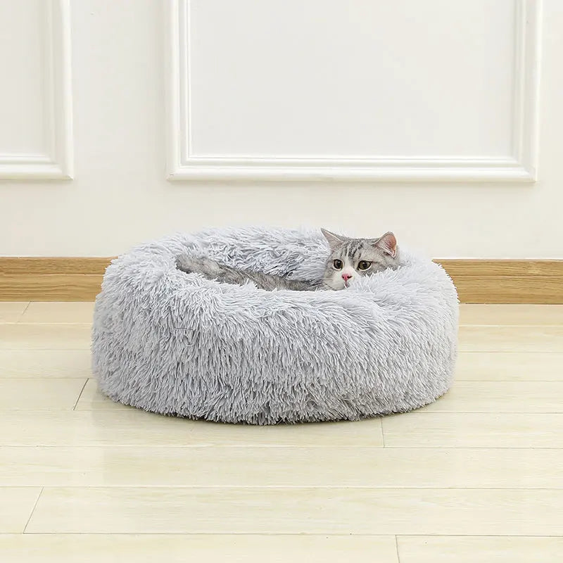 Soft Long Plush Dog Bed – Warm Basket Cushion for Small & Medium Dogs and Cats