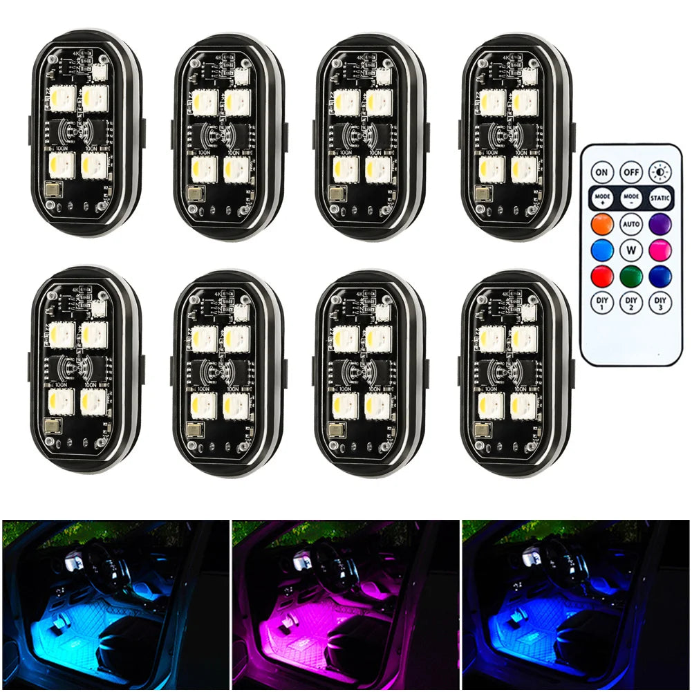 Wireless LED Strobe Car Atmosphere Lights — 8 Colors
