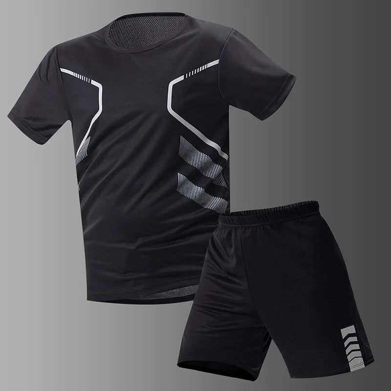 Men's Quick-Dry Short Sleeve & Shorts Set – Plus Size Leisure Running Fitness 2–6 Piece