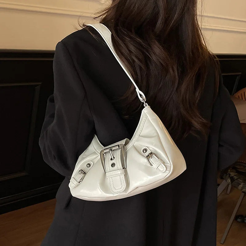 Y2K Retro Pleated Hobo Shoulder Bag – Maillard Style Underarm Clutch for Women