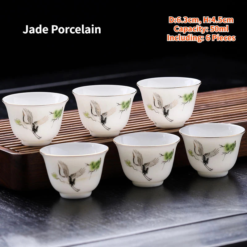Porcelain Teacup Set – Six 60ml Tea Tasting Cups