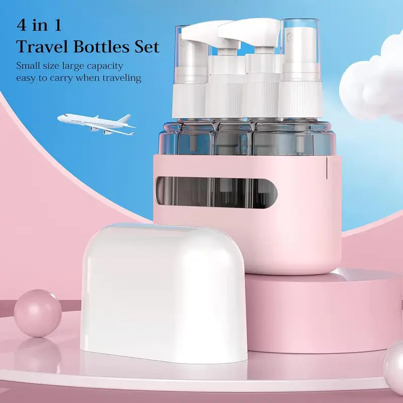 4-in-1 TSA-Approved Leak-Proof Refillable Travel Toiletry Bottles Kit – Airplane Carry-On Accessories
