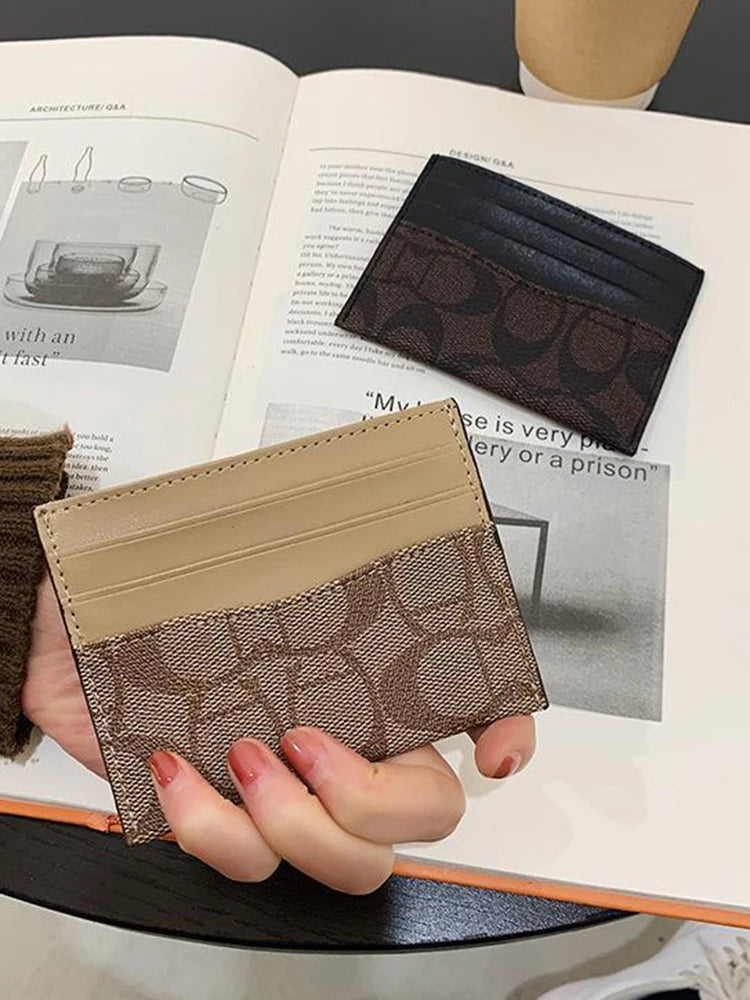 Women's Multi-Function PU Leather Card Holder Wallet – Short Coin Purse in Black & Khaki