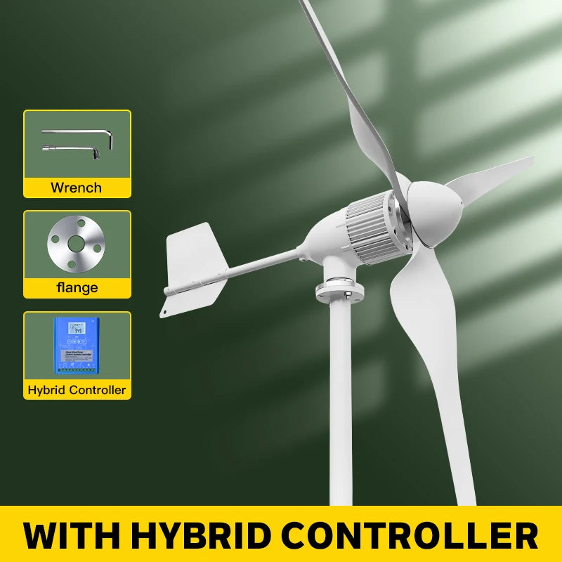 Horizontal Axis Wind Turbine Generator — 2KW / 5KW, 12V-96V, CE Certified Off-Grid for Home Use