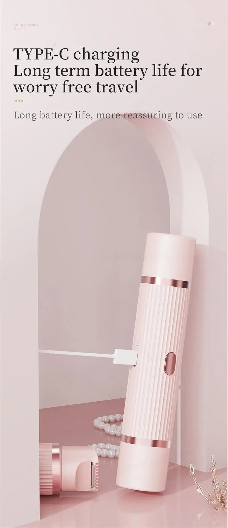 Peicon Women's Dual-Head Electric Epilator & Body Shaver – IPX7 Waterproof, USB Rechargeable