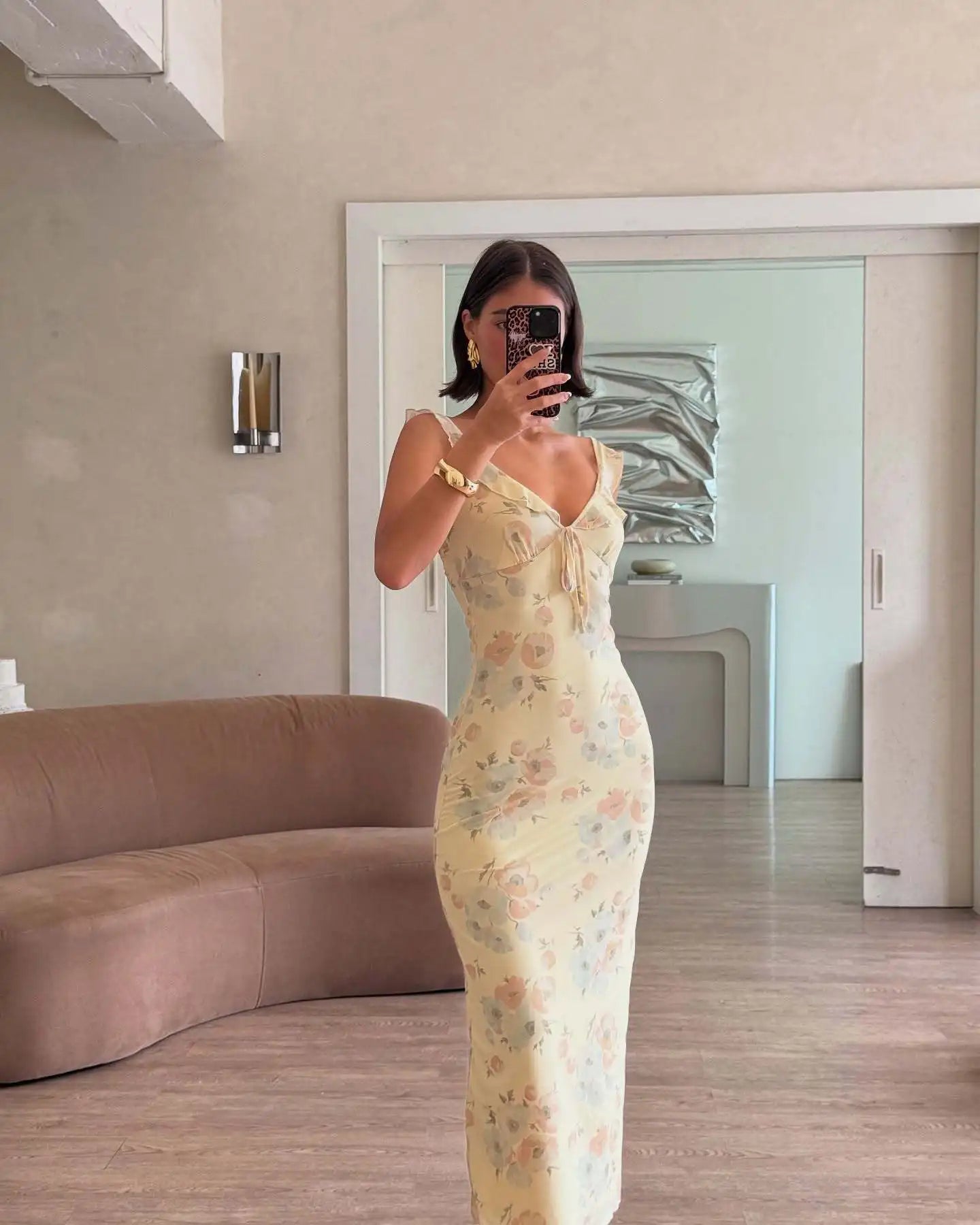 Floral Plunge Backless Maxi Dress — Sexy Fairy Beach Vacation Dress