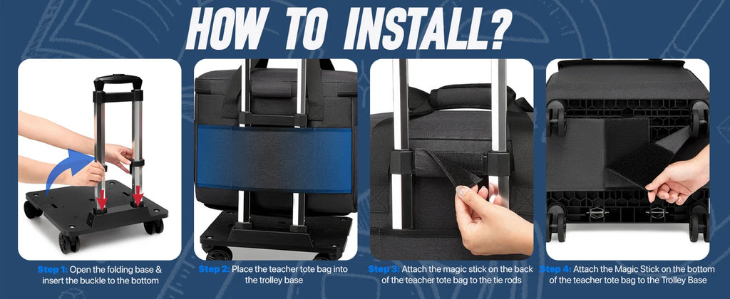 Rolling Teacher Tote Bag with Wheels — 15.6" Laptop Trolley for Teachers & Commuters