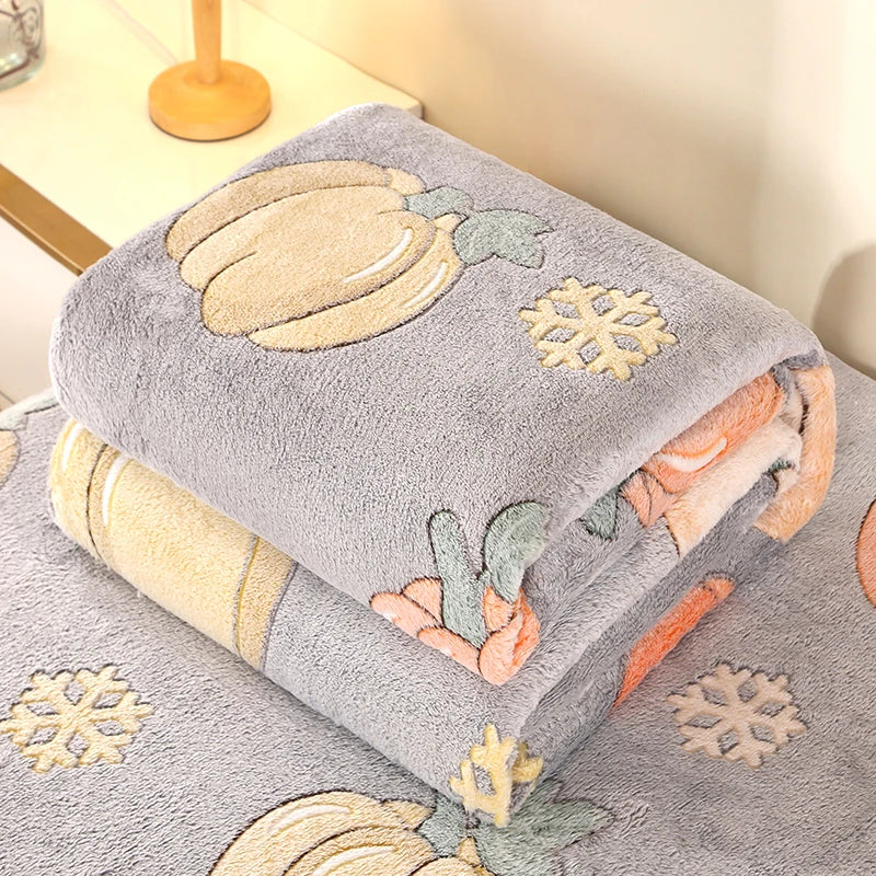 Floral Fleece Blanket – Warm Travel Shawl & Sofa Nap Blanket, Pet-Friendly, 70x100cm