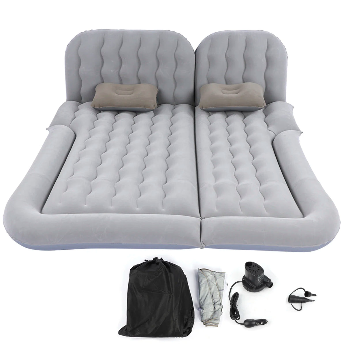 2-in-1 Inflatable Car Travel Mattress – PVC Flocking Soft Backseat Air Bed for Car & SUV