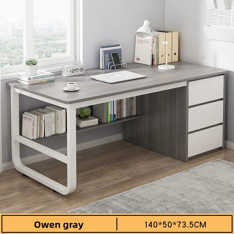 Modern Desk with Integrated Bookshelf — Student Writing Desk, Home Computer Desk & Bedroom Study Table