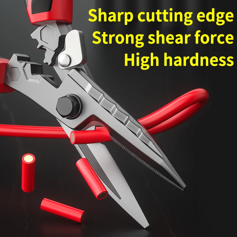 Multi-Functional Electrician Scissors — Heavy-Duty Cable Cutter, Crimping Tool & Sheet Metal Shears