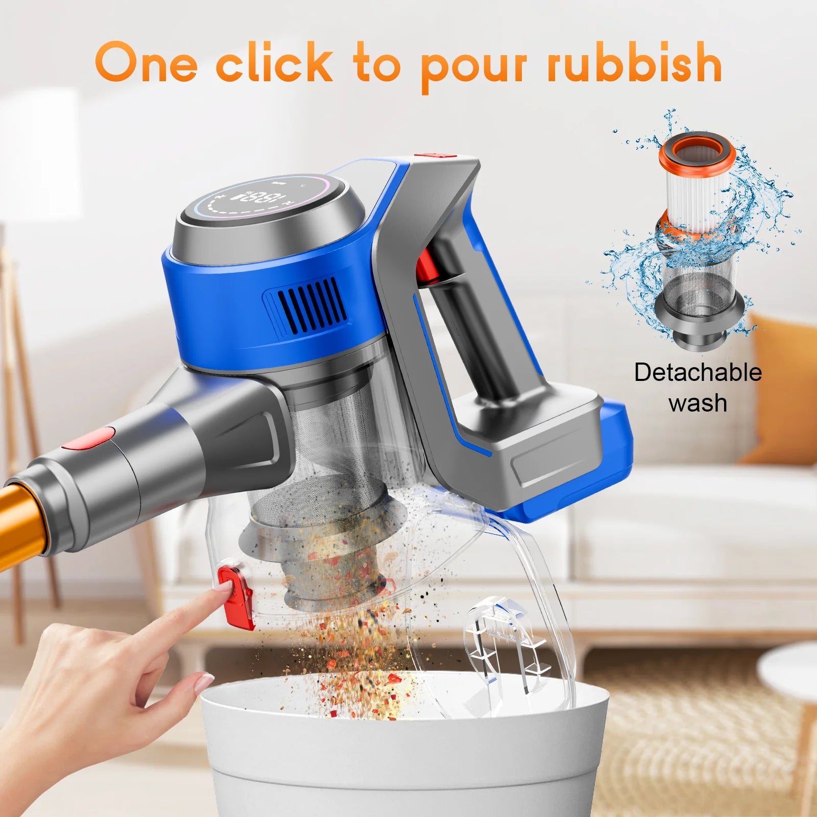 Honki 78KPA Cordless Vacuum Cleaner — LED High Power Wet & Dry Handheld for Pet Hair & Carpet