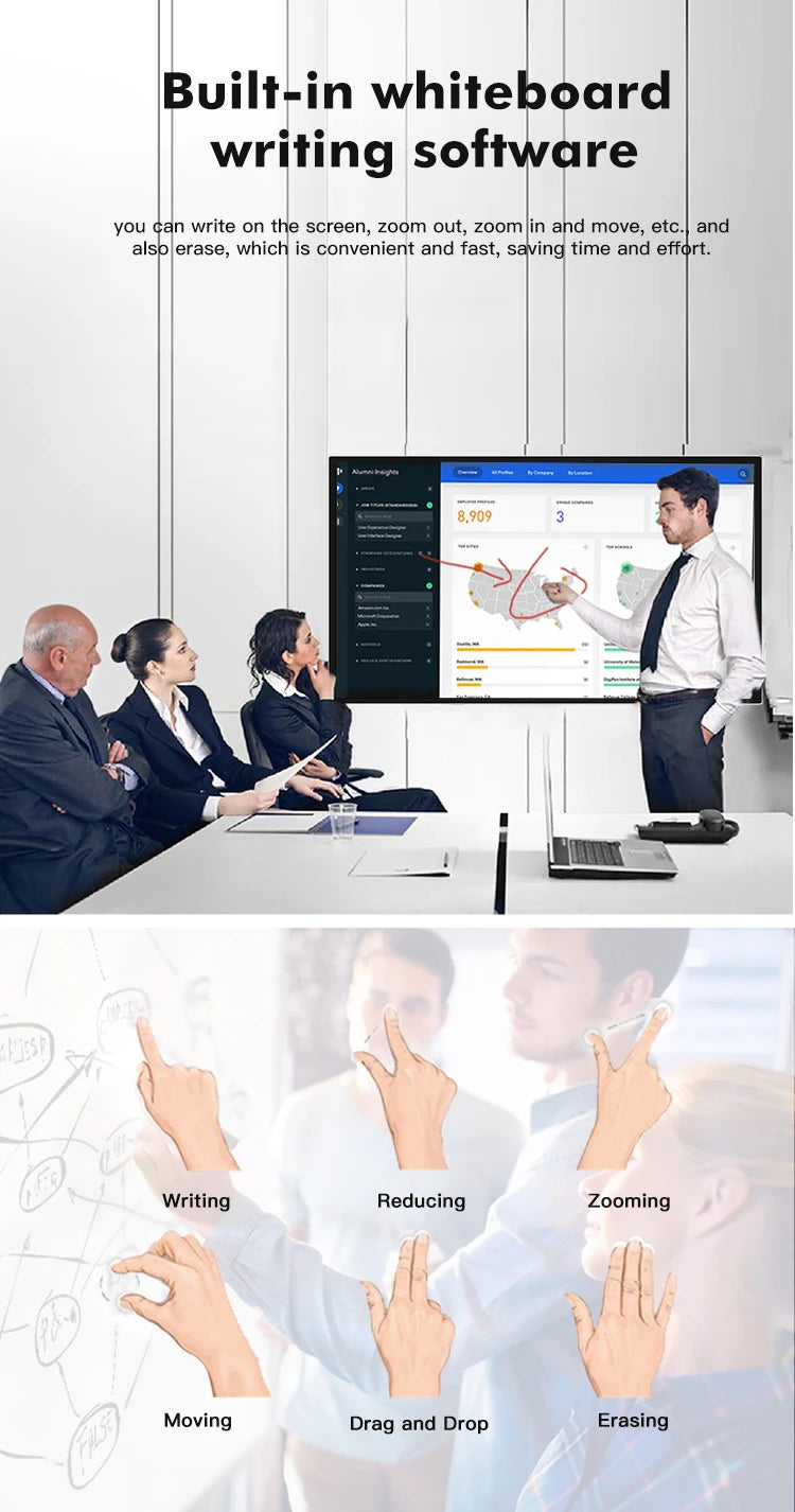 TouchWo Interactive Whiteboard All-in-One Touch Computer – 32" to 65", 1080p, Office & Classroom