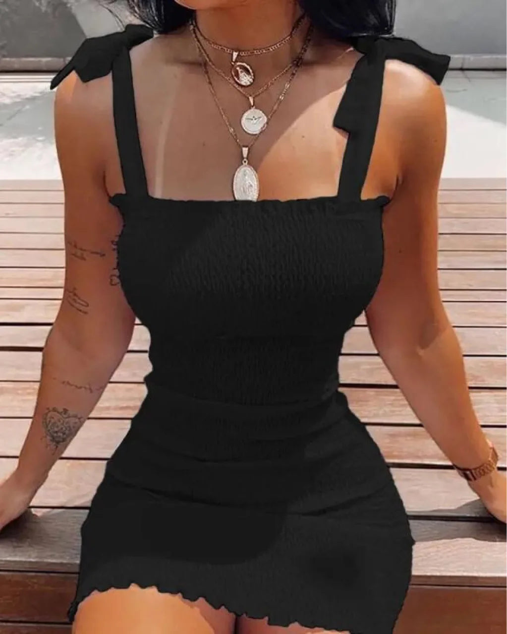 Off-Shoulder Solid White Mini Dress — Sleeveless Sheath Beach Vest Dress