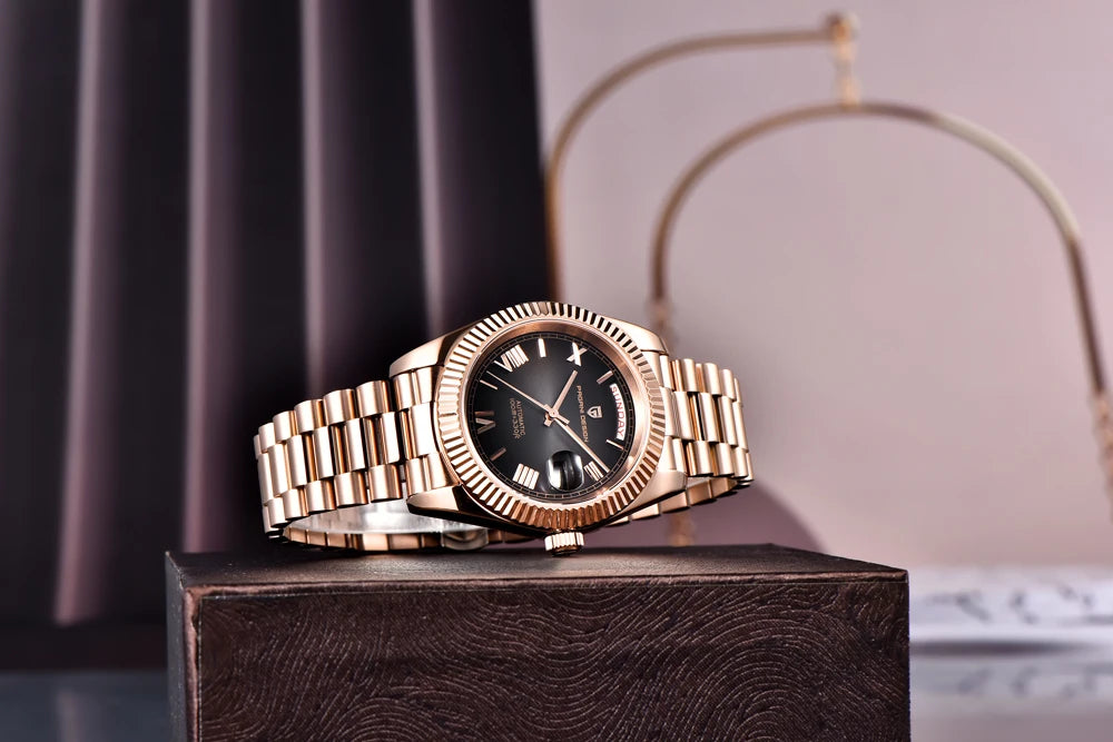 PAGANI DESIGN DD36 Men's Automatic Watch | Rose Gold Luxury Mechanical Sapphire Mirror Wristwatch