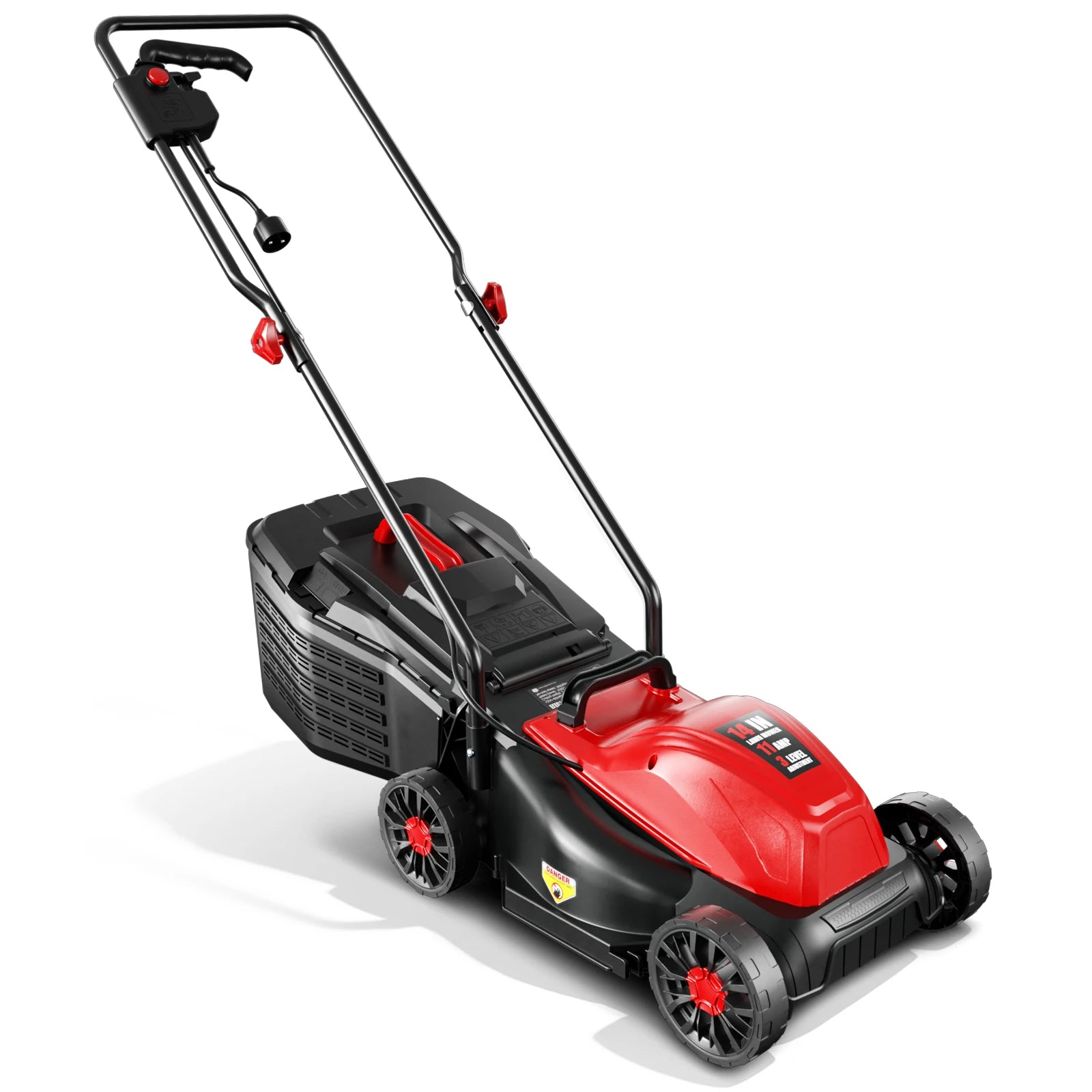 14-Inch Corded Electric Lawn Mower | 11 Amp 3650RPM, 2-in-1 Mulching & 25L Bag, 3-Position Height Adjustment