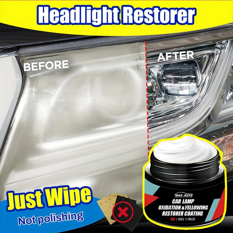 See Clearly Again. — Car Headlight Restoration Polishing Kit | Scratch Remover, Oxidation Cleaner & Repair Paste for Headlamp Assembly, 65g & 100g