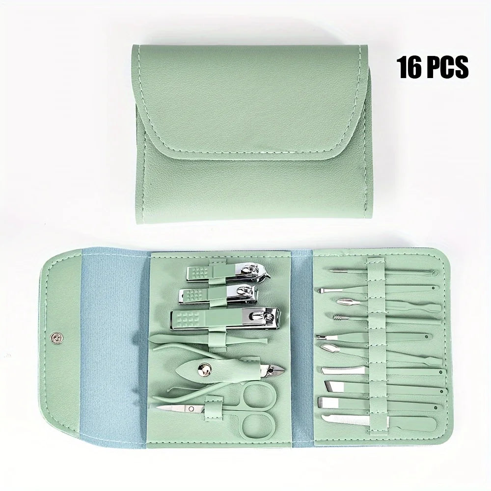 16-Piece Professional Nail Clippers & Cuticle Nippers Set – Manicure & Pedicure Kit with Travel Case