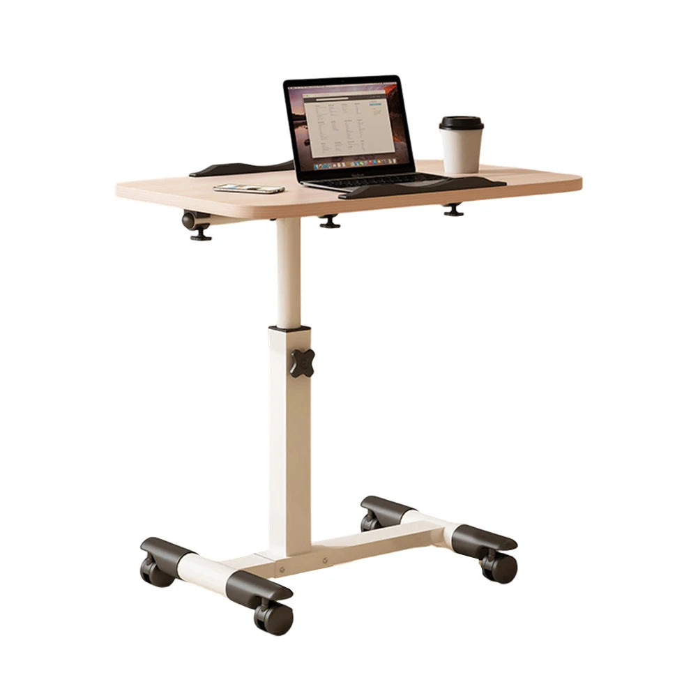 Overbed Table with Adjustable Height & Tilting Desktop — Rolling Hospital Bedside Laptop Desk on Wheels
