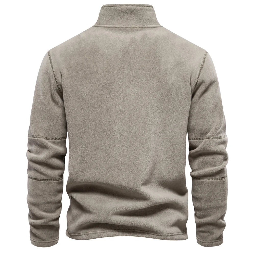 Men's Zip Neck Fleece Pullover Sweatshirt — Quarter-Zip Warm Layering Top