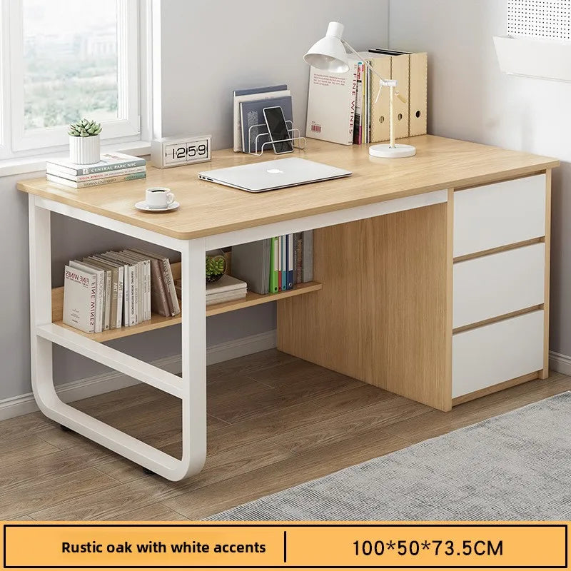 Modern Desk with Integrated Bookshelf — Student Writing Desk, Home Computer Desk & Bedroom Study Table